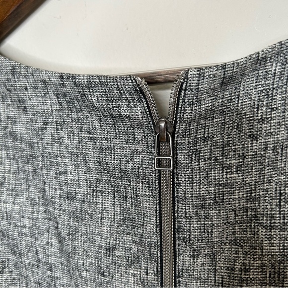 Ann Taylor Textured Cotton Blend Office Dress Boat Neck Black White Size 6 - Picture 6 of 9